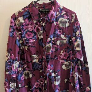 iJeans by Buffalo Floral Button Up Western Button Down Cotton Top Size XL